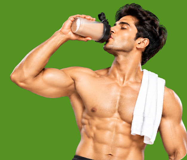 Athlete drinking a protein shake